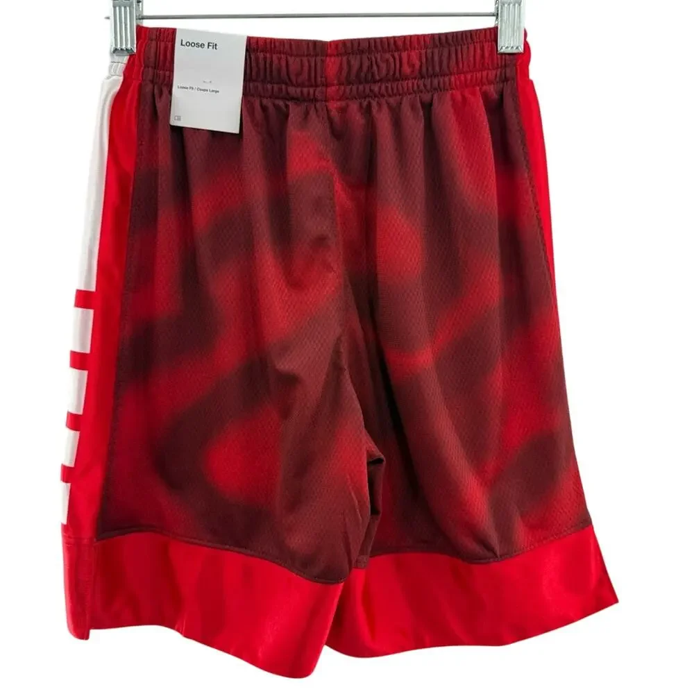 NWT Boys Nike Dri Fit Baggy Loose Fit Red White Basketball Shorts Size Medium